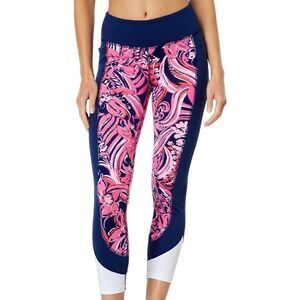 NWT Womens Lilly Pulitzer Weekender Mid-Rise Crop Leggings Flirty Fins  XS